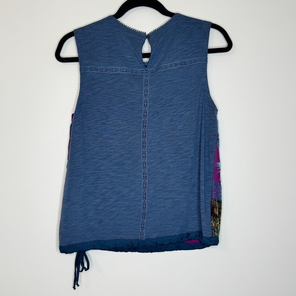 Anthropologie Tiny Mika Lacy Burnout Velvet Velour Shirt Sleeveless Top Blue S - Picture 3 of 16